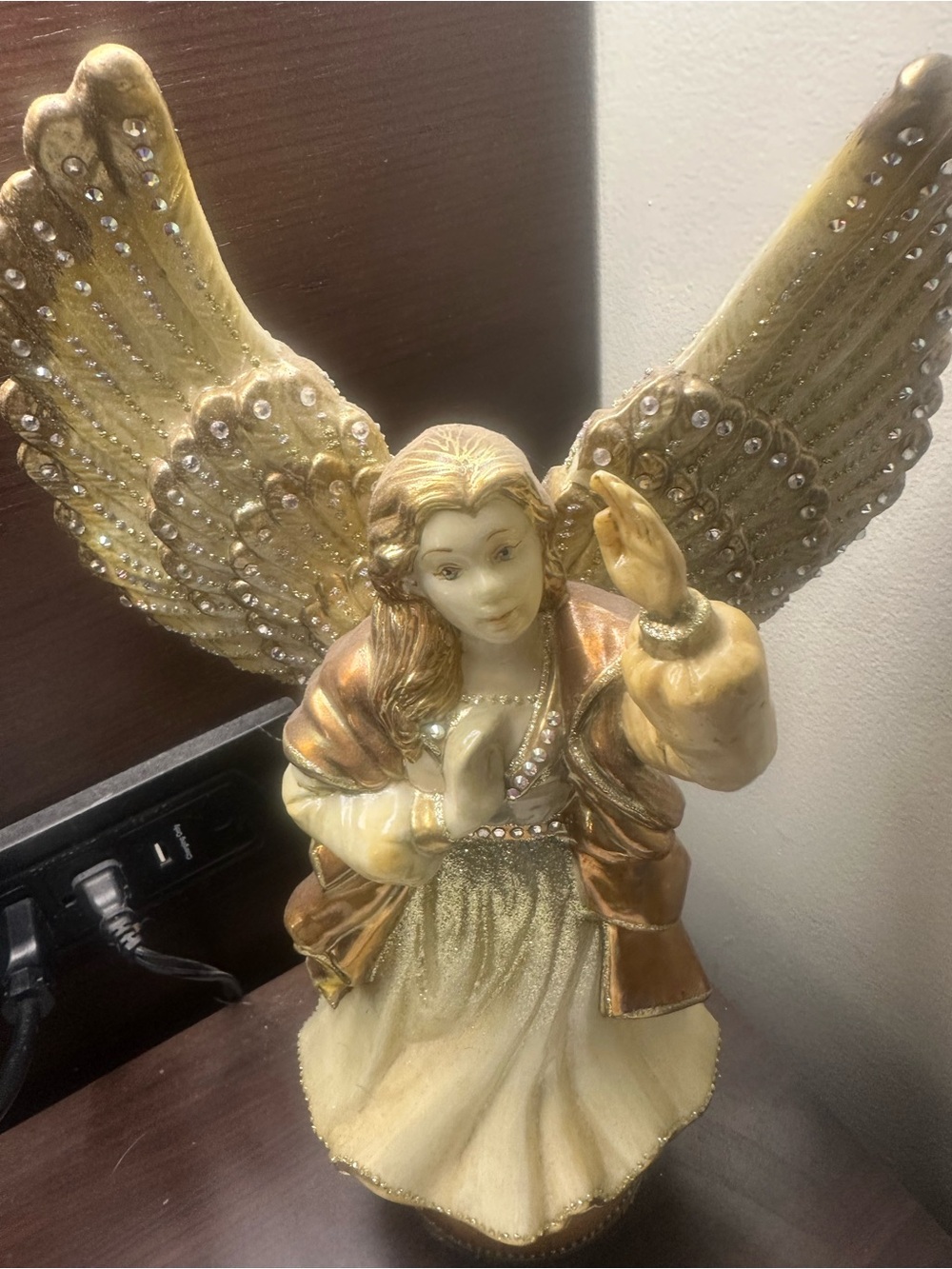 Jay Strongwater Gold and Cream Jeweled Angel Figurine